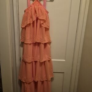 Peach Ruffled Maxi Dress